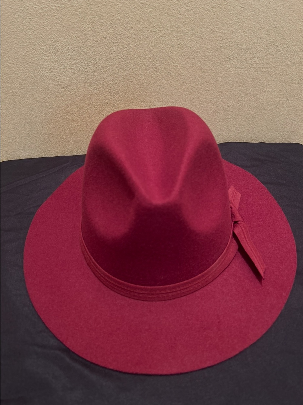 Wide Brim Felt Fedora in Deep Wine